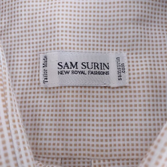 Sam Surin Gold/White Checked 8 Button Dress Shirt (See photo's for approx meas) - Picture 10 of 10